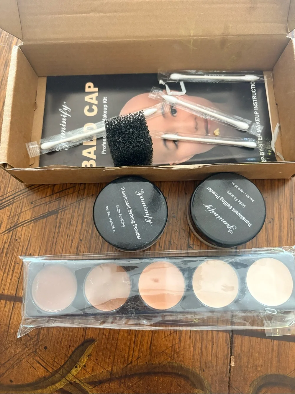 Bald cap kit Glamour Pro Makeup Concealer Palette & Setting Powder